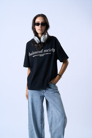 Balanced Society Relaxed Tee - Black